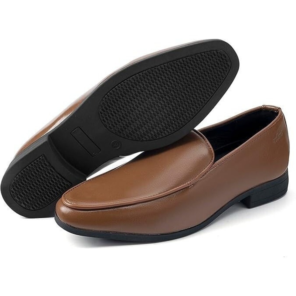 Uubaris Men's Leather Loafer Slip On Dress Shoes - Brown - Size 10